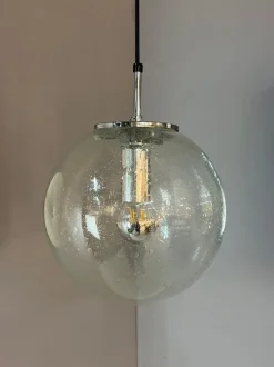 Discount Pamono Enclosed Glass and Chrome Ball Lamp from Glashütte Limburg