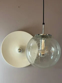 Discount Pamono Enclosed Glass and Chrome Ball Lamp from Glashütte Limburg