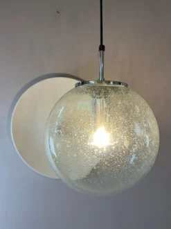 Discount Pamono Enclosed Glass and Chrome Ball Lamp from Glashütte Limburg