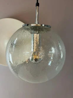Discount Pamono Enclosed Glass and Chrome Ball Lamp from Glashütte Limburg