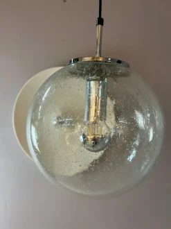 Discount Pamono Enclosed Glass and Chrome Ball Lamp from Glashütte Limburg