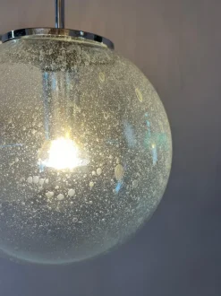 Discount Pamono Enclosed Glass and Chrome Ball Lamp from Glashütte Limburg