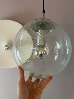 Discount Pamono Enclosed Glass and Chrome Ball Lamp from Glashütte Limburg