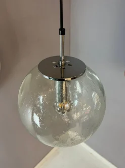 Discount Pamono Enclosed Glass and Chrome Ball Lamp from Glashütte Limburg