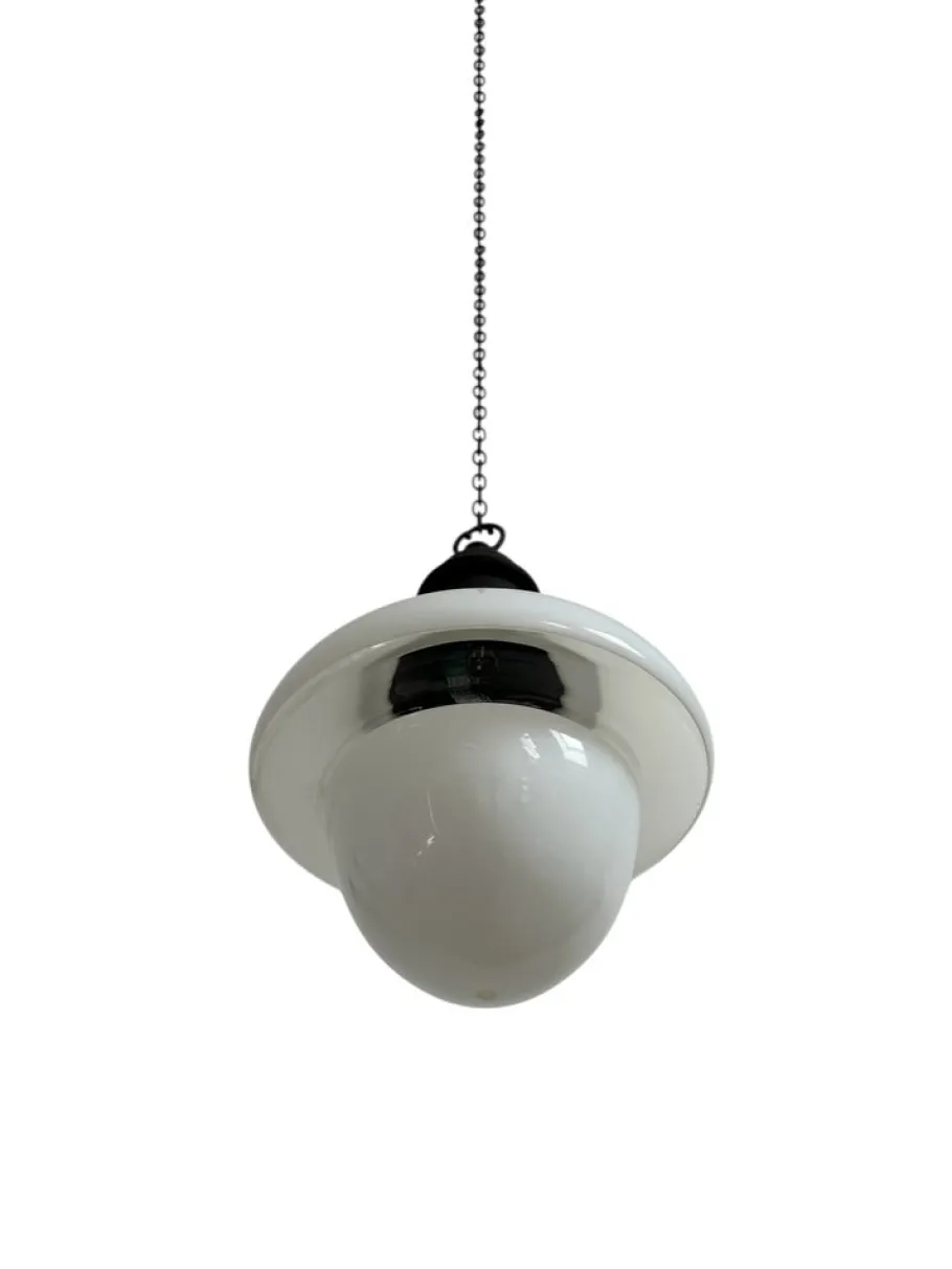 Hot Pamono English 2-Tone Opaline Milk Glass Church Pendant, 1920s