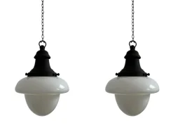 Hot Pamono English 2-Tone Opaline Milk Glass Church Pendant, 1920s