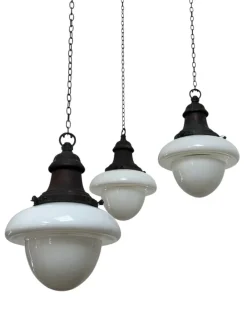 Hot Pamono English 2-Tone Opaline Milk Glass Church Pendant, 1920s