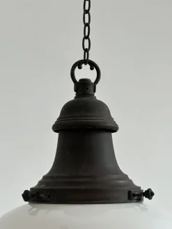 Hot Pamono English 2-Tone Opaline Milk Glass Church Pendant, 1920s