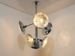 Discount Pamono Esperia Chandelier in Chrome and Murano Glass, 1970s