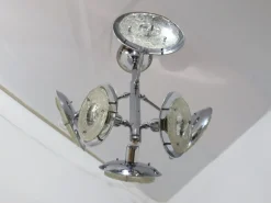 Discount Pamono Esperia Chandelier in Chrome and Murano Glass, 1970s