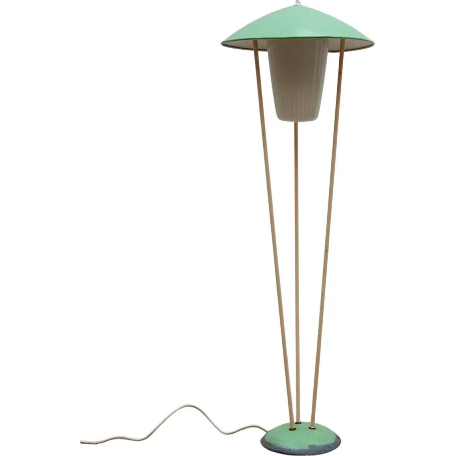 Clearance Pamono Expo 58 Green Mushroom Floor Lamp from BEGA, 1950