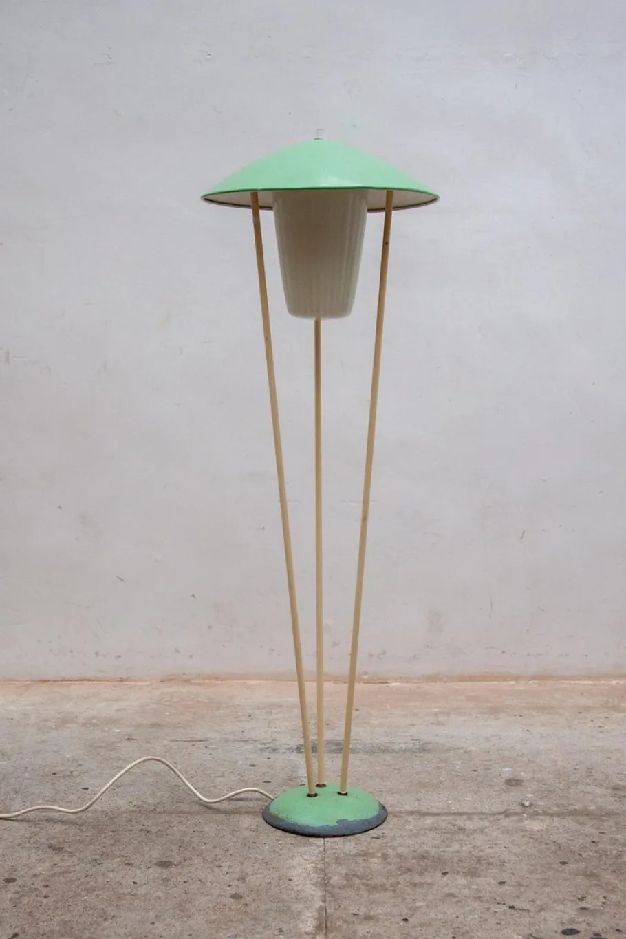 Clearance Pamono Expo 58 Green Mushroom Floor Lamp from BEGA, 1950