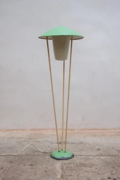 Clearance Pamono Expo 58 Green Mushroom Floor Lamp from BEGA, 1950