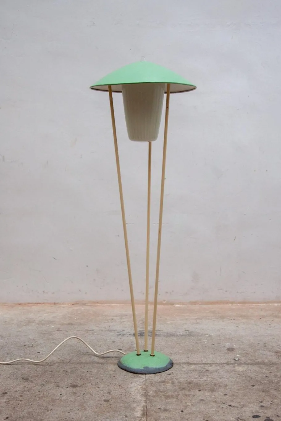 Clearance Pamono Expo 58 Green Mushroom Floor Lamp from BEGA, 1950