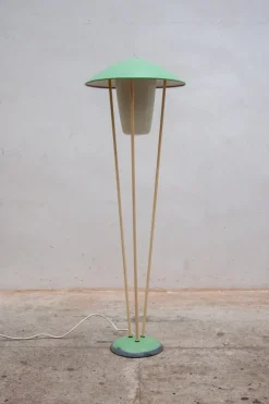 Clearance Pamono Expo 58 Green Mushroom Floor Lamp from BEGA, 1950