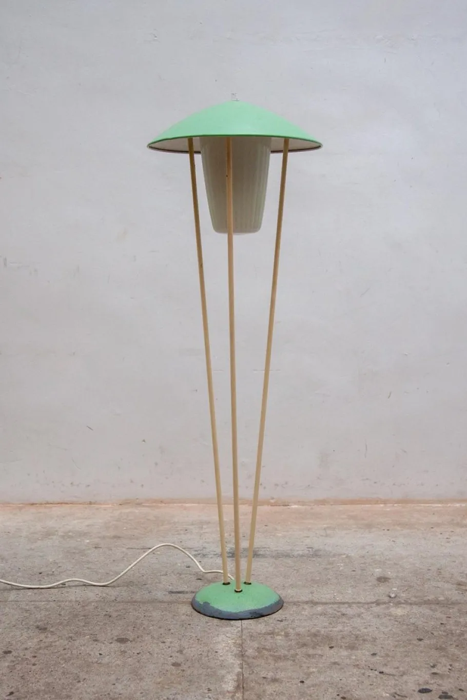 Clearance Pamono Expo 58 Green Mushroom Floor Lamp from BEGA, 1950