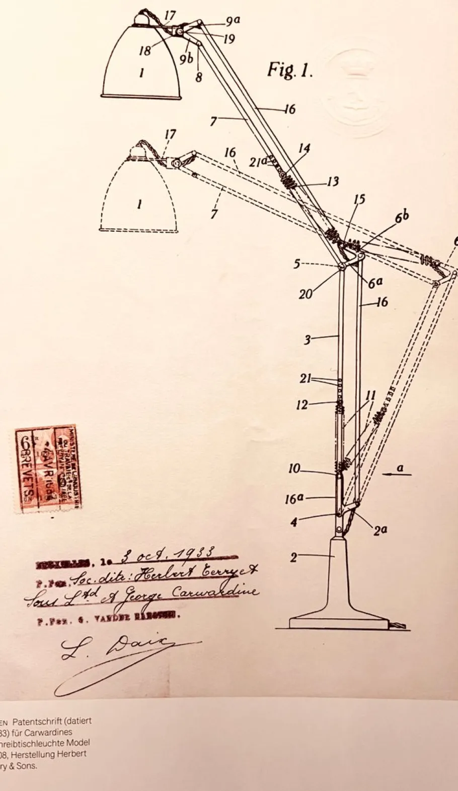 Hot Pamono Extra Large The Anglepoise Mod. 1208 Desk Lamp by George Carwardine, 1933, Early Production Architect's Lamp