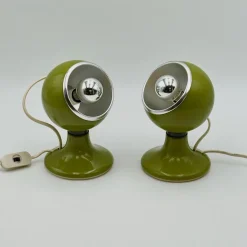 Best Pamono Eyeball Lamps in Green Metal from Luci Italia, 1970s, Set of 2