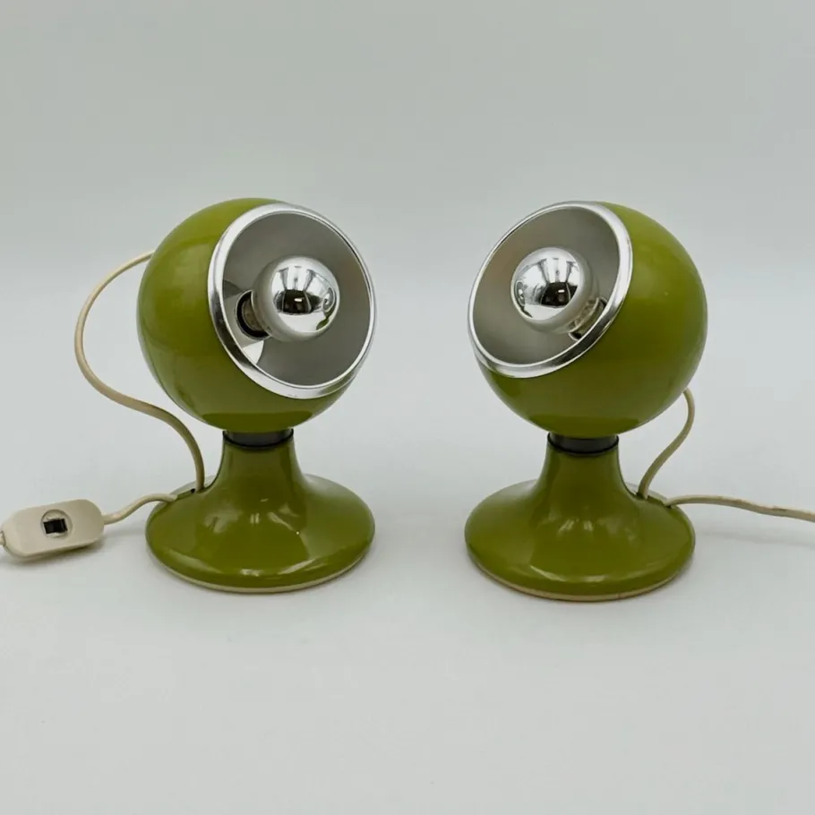 Best Pamono Eyeball Lamps in Green Metal from Luci Italia, 1970s, Set of 2