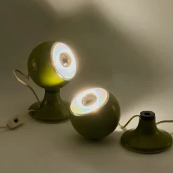 Best Pamono Eyeball Lamps in Green Metal from Luci Italia, 1970s, Set of 2