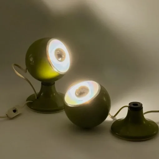 Best Pamono Eyeball Lamps in Green Metal from Luci Italia, 1970s, Set of 2