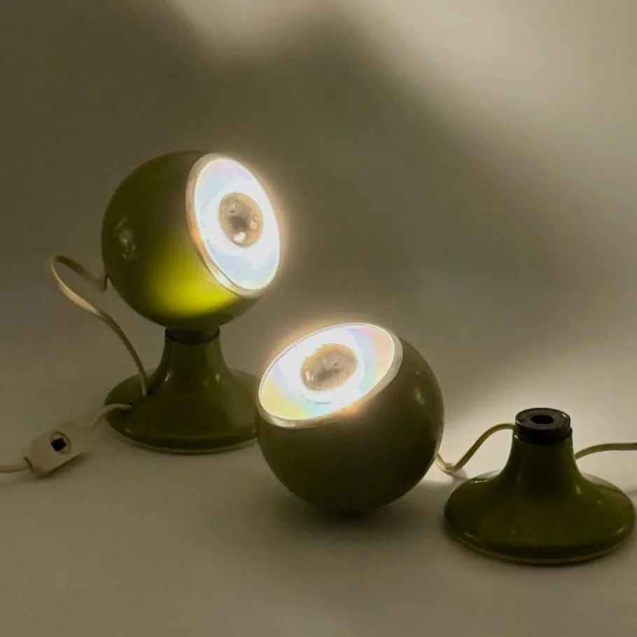 Best Pamono Eyeball Lamps in Green Metal from Luci Italia, 1970s, Set of 2