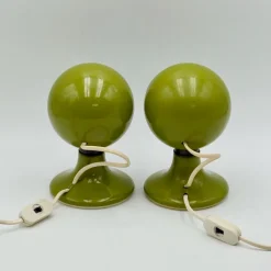 Best Pamono Eyeball Lamps in Green Metal from Luci Italia, 1970s, Set of 2