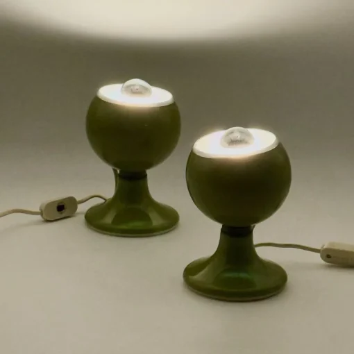 Best Pamono Eyeball Lamps in Green Metal from Luci Italia, 1970s, Set of 2