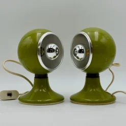 Best Pamono Eyeball Lamps in Green Metal from Luci Italia, 1970s, Set of 2