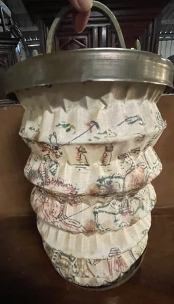 New Pamono Fabric and Brass Lantern, 1890s