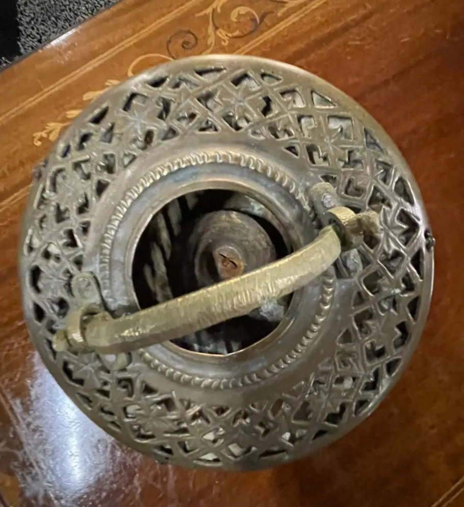 New Pamono Fabric and Brass Lantern, 1890s