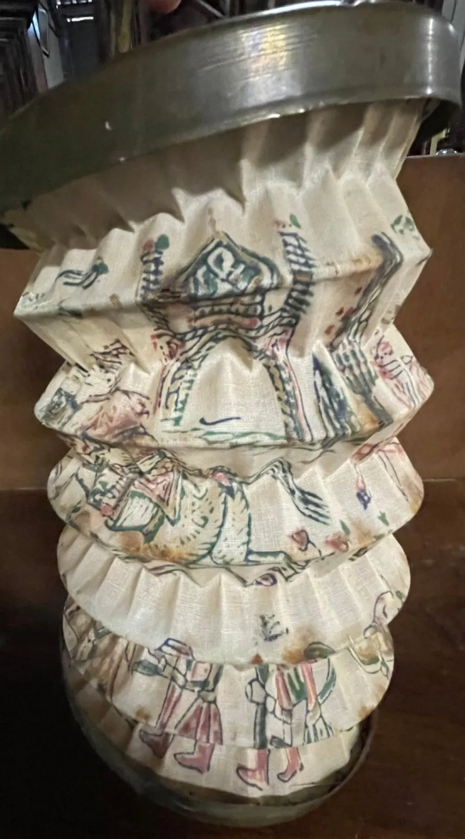 New Pamono Fabric and Brass Lantern, 1890s