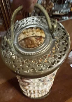 New Pamono Fabric and Brass Lantern, 1890s