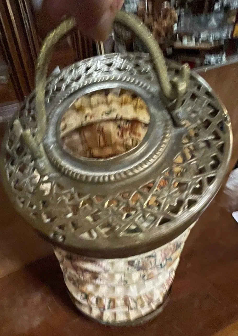 New Pamono Fabric and Brass Lantern, 1890s