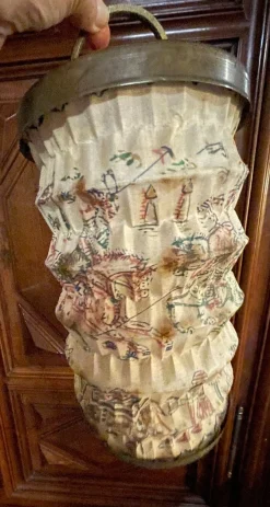 New Pamono Fabric and Brass Lantern, 1890s