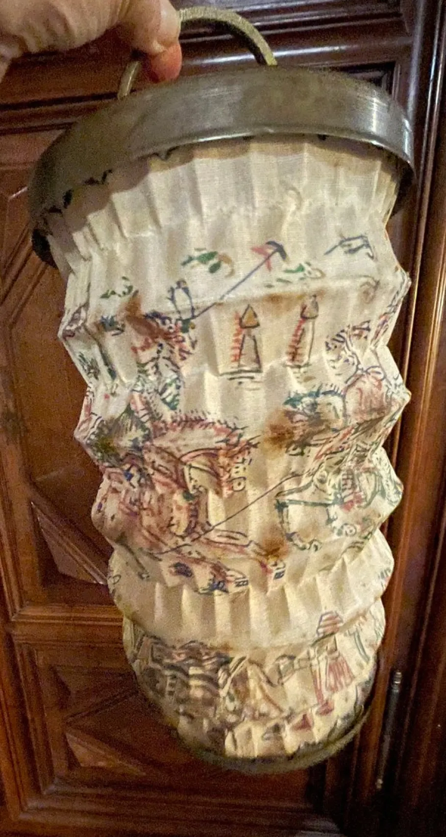 New Pamono Fabric and Brass Lantern, 1890s