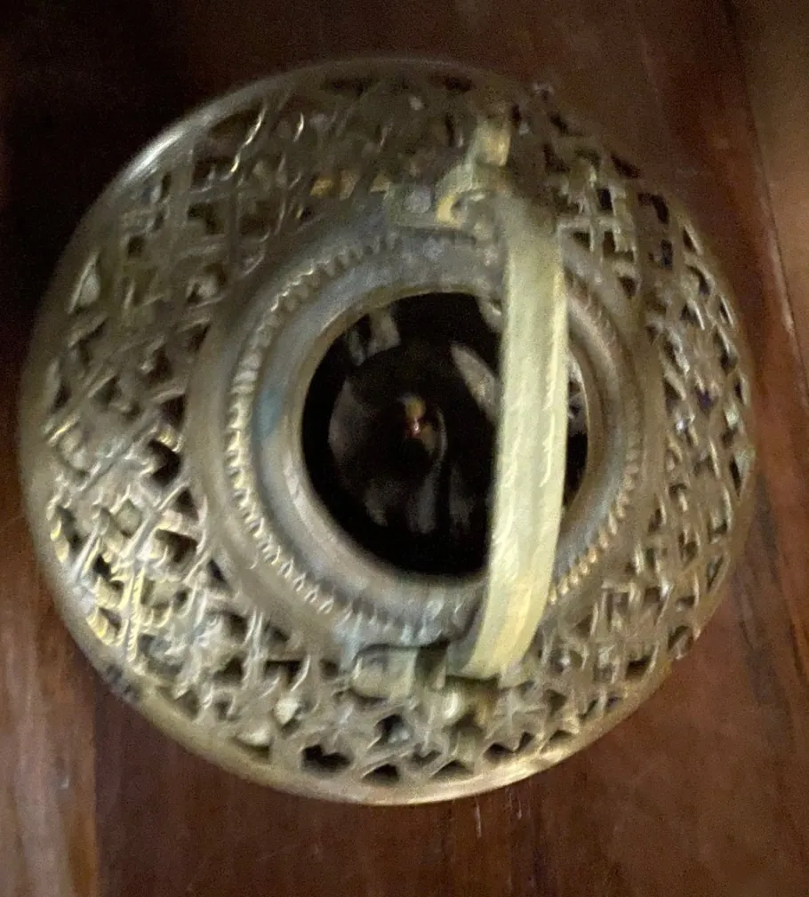 New Pamono Fabric and Brass Lantern, 1890s