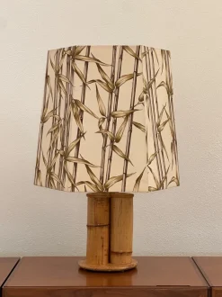 Outlet Pamono Fabric and Rattan Lamp, 1970s