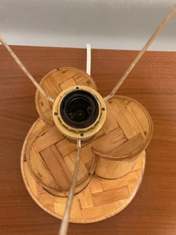 Outlet Pamono Fabric and Rattan Lamp, 1970s