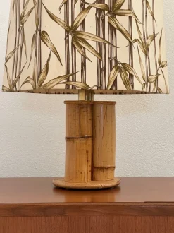 Outlet Pamono Fabric and Rattan Lamp, 1970s