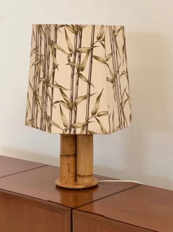 Outlet Pamono Fabric and Rattan Lamp, 1970s