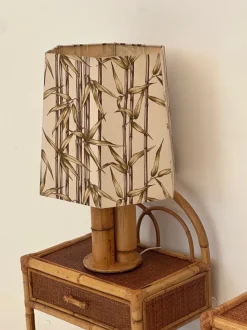 Outlet Pamono Fabric and Rattan Lamp, 1970s