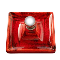 Discount Pamono Fat Lava Ceramic Wall Lights in Red Orange from Hustadt Leuchten Arnsberg, Germany, 1970s, Set of 3