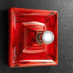 Discount Pamono Fat Lava Ceramic Wall Lights in Red Orange from Hustadt Leuchten Arnsberg, Germany, 1970s, Set of 3