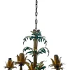 New Pamono Faux Bamboo Tole Palm Tree Chandelier, France, 1950s