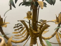 New Pamono Faux Bamboo Tole Palm Tree Chandelier, France, 1950s