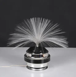Pamono Fiber Optic and Chrome Round Table Lamp by Cima International, Italy, 1970s