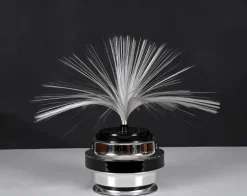 Pamono Fiber Optic and Chrome Round Table Lamp by Cima International, Italy, 1970s