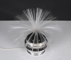 Pamono Fiber Optic and Chrome Round Table Lamp by Cima International, Italy, 1970s