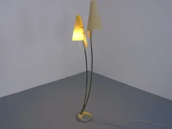 Pamono Fiberglass & Brass Floor Lamp by Carl Auböck for Dame & Co. Neheim, Germany, 1950s